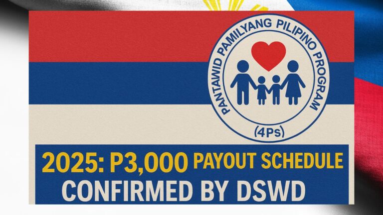 Pantawid Pamilyang Pilipino Program (4Ps) 2025: ₱3,000 Payout Schedule Confirmed by DSWD